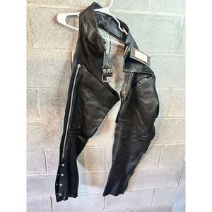 Adjustable Genuine Leather Riding Motorcycle Chaps Black Size 10 NWT